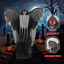 Halloween Hanging Reaper Flying Ghost Animated with Sound and Light Skeleton