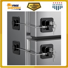 2 Pack Refrigerator Door Locks with 4 Keys Child Safety Cabinet Freezer Lock
