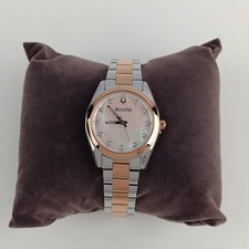 Bulova Surveyor 98P207 Women's Watch Mother of Pearl Dial Rose Gold Strap Luxury