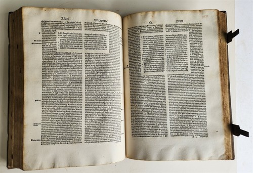 1506 BIBLE in LATIN POST-INCUNABULA antique FOLIO ORIGINAL PIGSKIN BINDING - Picture 13 of 23