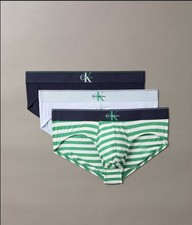 3 Pack Calvin Klein GRAPHIC MONOGRAM Cotton Stretch Hip Briefs Large NEW
