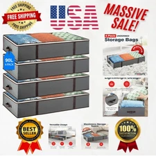 Lightweight 4-Pack Fabric Underbed Storage with Zipper - Ideal for Small Spaces