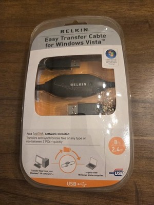 BELKIN EASY TRANSFER CABLE LAPTOP PC COMPUTER USB to USB SYNC FILES, NEW FACTORY