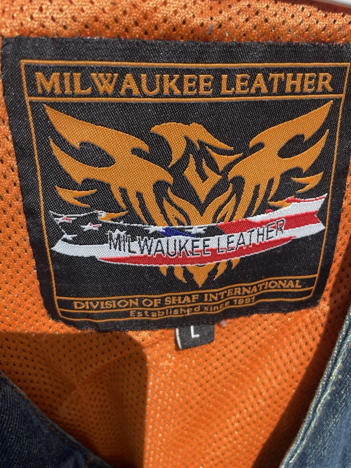 Chaleco de motociclista de cuero para mujer Milwaukee talla L Foto 2 de 4