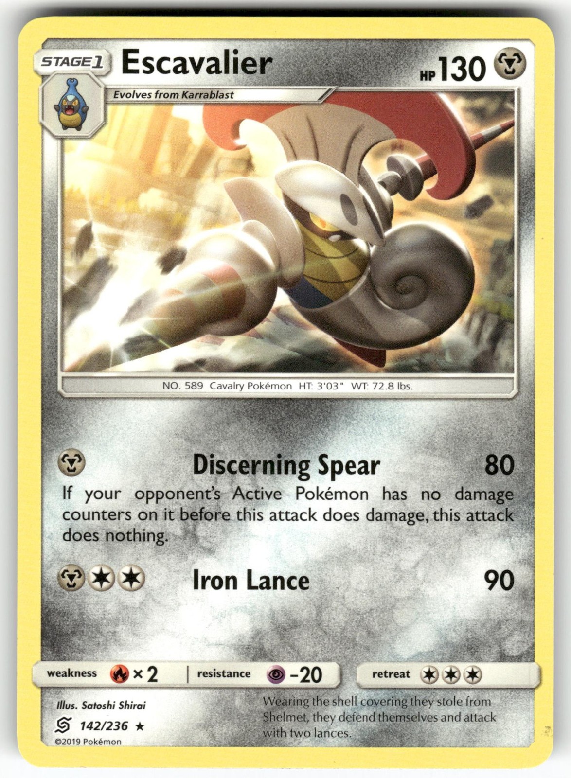 Escavalier 142/236 Rare Unified Minds Pokemon Near Mint