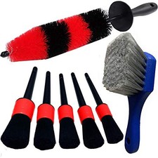 7Pcs Wheel Tire Brush, car Detailing kit, 17inch Long Soft Wheel Brush 5 Red