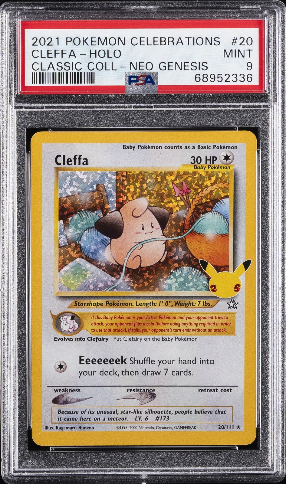 2021 POKEMON CELEBRATIONS CLASSIC COLL #20 CLEFFA-HOLO PSA 9