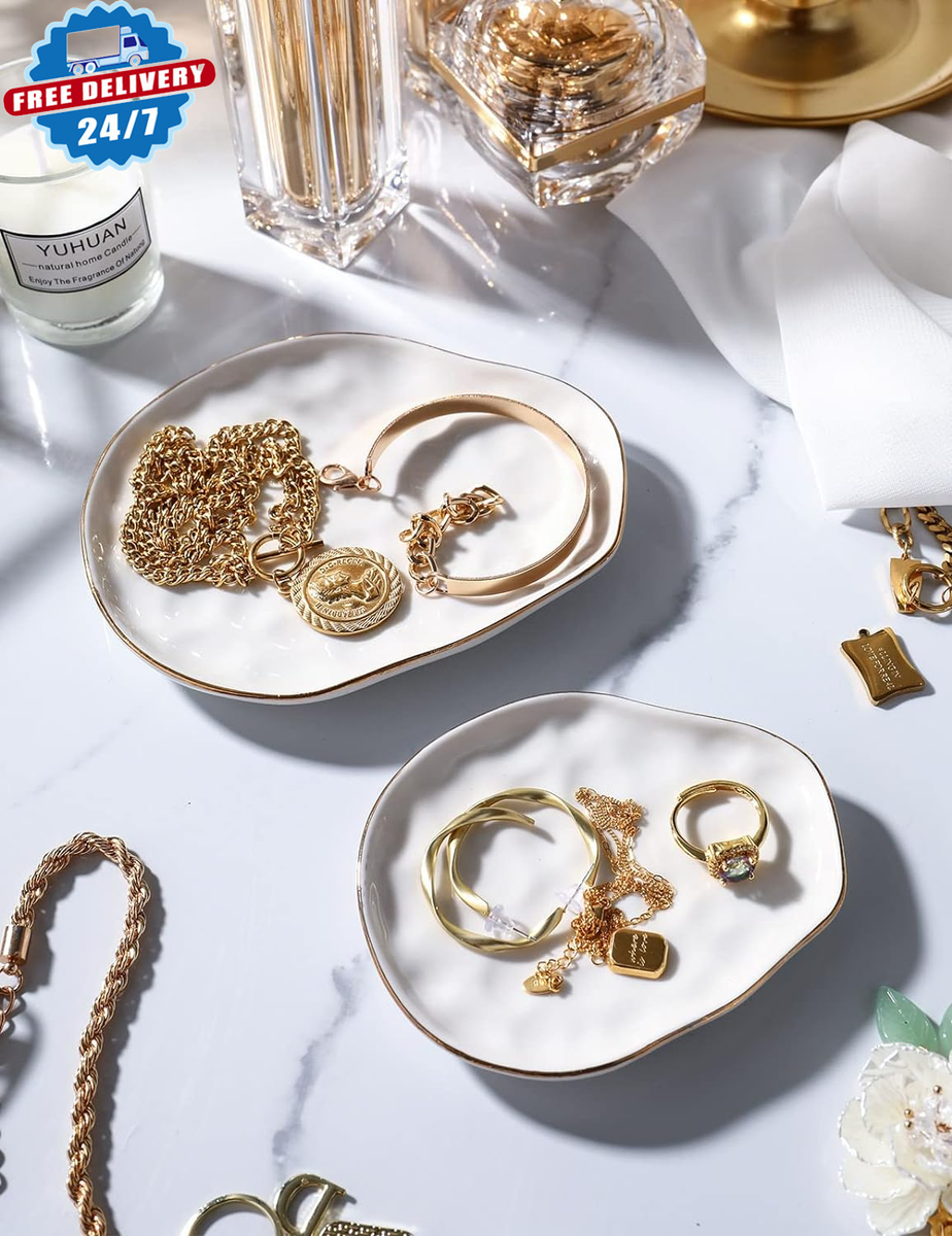 Jewelry Dish Set of 2, Large Jewelry Tray for More Jewelry Ring