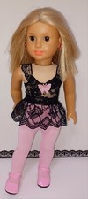 Nuevo Top de Encaje Negro y Legging Rosa Hecho para Ropa de Muñeca American Girl de 18".