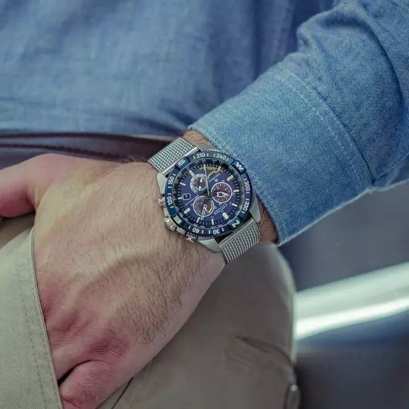 Citizen CB5848-57L Promaster Navihawk Blue Angels Atomic Chronograph Mens Watch