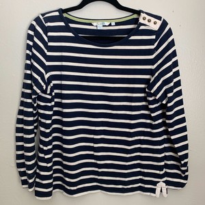 Boden-Womens-Top-10-Navy-Blue-White-Striped-Breton-Long-Sleeve-Tee-Shirt-Cotton