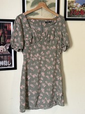 Summer Dress Khaki/Pink Floral Size 14 Great Condition - FREE Fast Shippingđźšš