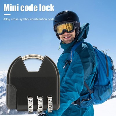 Mini 3-Digit Code Luggage Password Padlock Drawer Anti-Theft Lock (Black) Deu