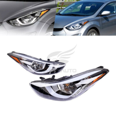 Headlight Assembly Set for 2014 2015 2016 Hyundai Elantra Left Right 2pc W/Bulb