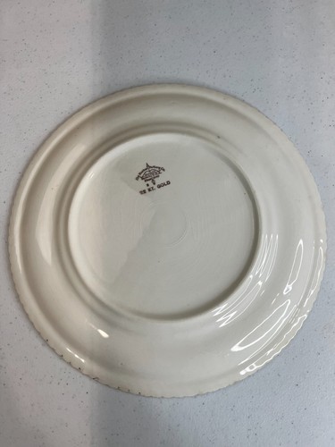 Vintage The Harker Pottery Co. 22 KT. Gold Floral Scalloped Edge Dinner Plate - Picture 7 of 9