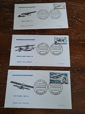3 First Day Covers 1967 Madagscar Histoire De L'Aviation A Madagscar