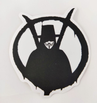 V for Vendetta Anonymous Guy Fawkes Logo Waterproof Sticker Decal 2.5''x2.5''