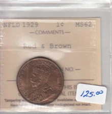 1929 Newfoundland One Cent - ICCS MS62 - XCZ 032   C6