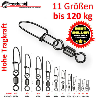Angelwirbel Powerwirbel Tönnchenwirbel Wirbel Insurance Snap Gr. 14 - 4/0, black