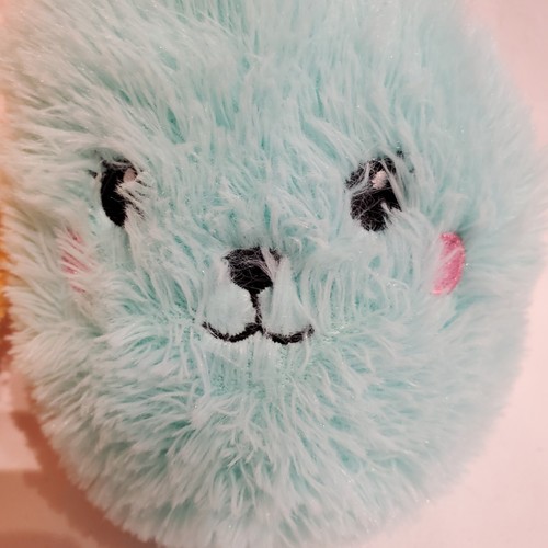 Set of 2 Walmart 7" Bunny Rabbit Plush Stuff Animal Glitter Ears Yellow Blue - Picture 3 of 12