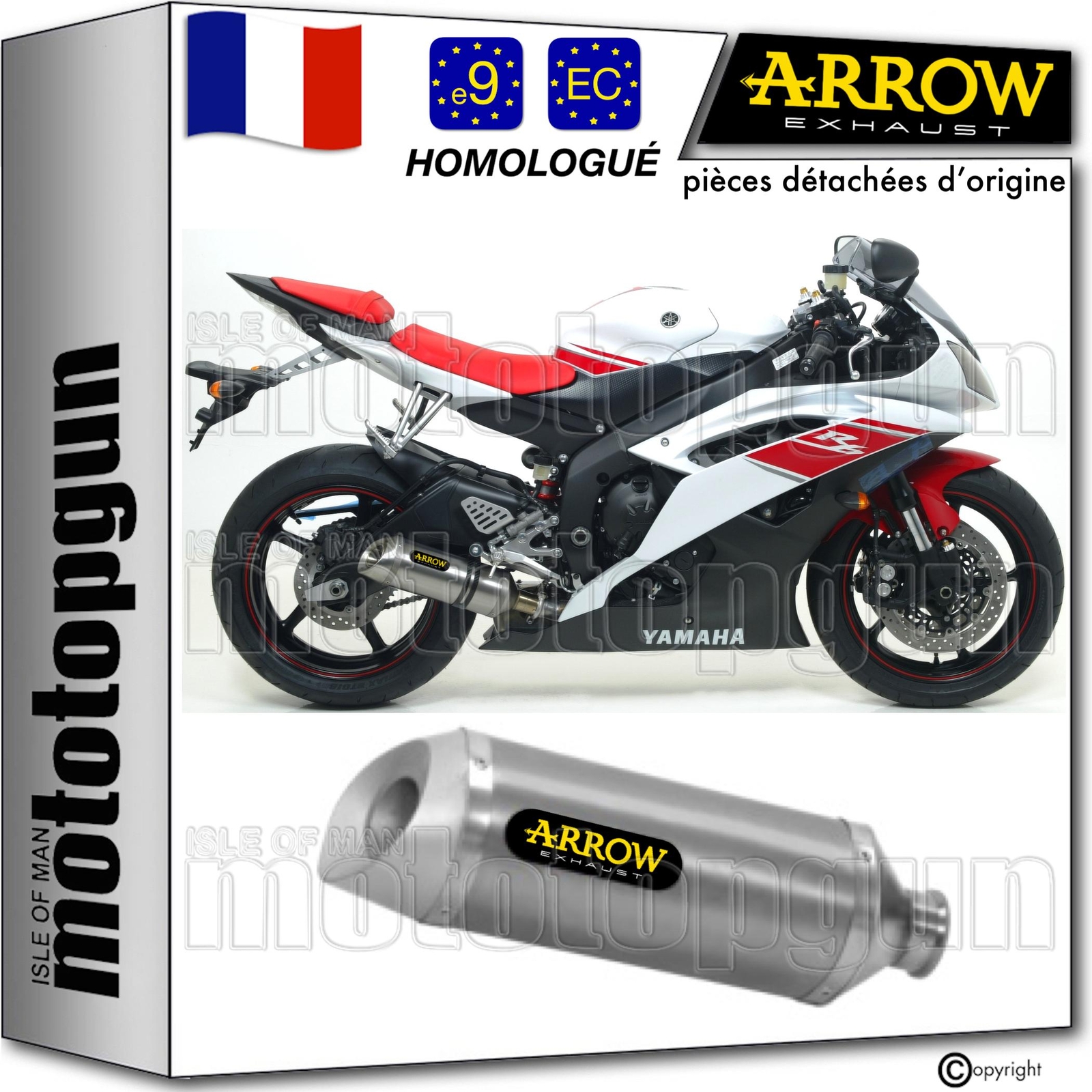 Pot echappement homologue Arrow Thunder moto de course Yamaha YZF 600 R6 2014 2015