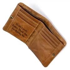 Leather Wallet For MenPersonalised Bifold Slim For Women Zip Coin Pocket Gift