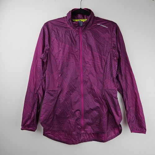 BROOKS Lightweight Running Jacket Womens M Outdoors Hiking Zip Pockets High Neck - Picture 15 of 24