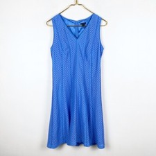 Ann Taylor Lace Overlay Blue V-Neck Sleeveless Sheath Dress Size 4
