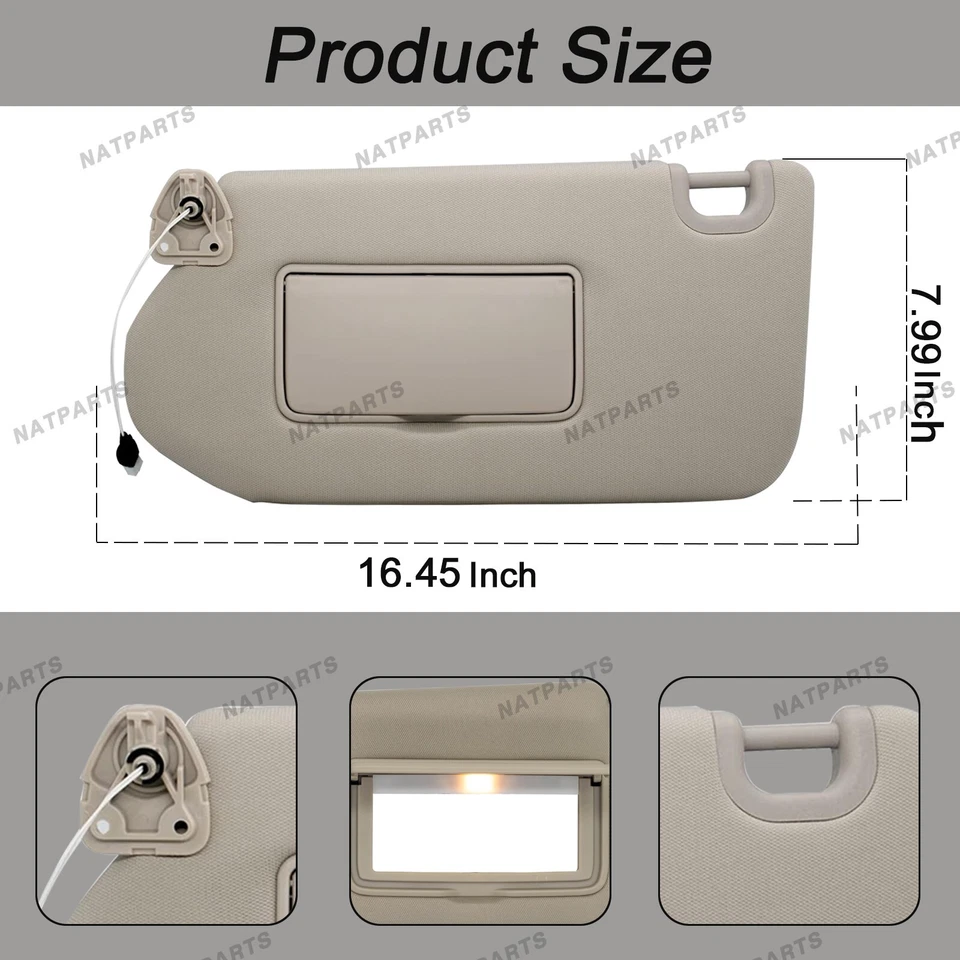 Parasol lado conductor izquierdo con luz para 13-20 Infiniti QX60 96401-9PB0A Foto 4 de 4