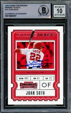 Juan Soto Autographed 2020 Contenders Winning Tickets Card Gem 10 Auto Beckett