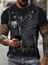 Men's Casual Short Sleeve T-Shirt With 3D Digital Printing, Geometric Pattern