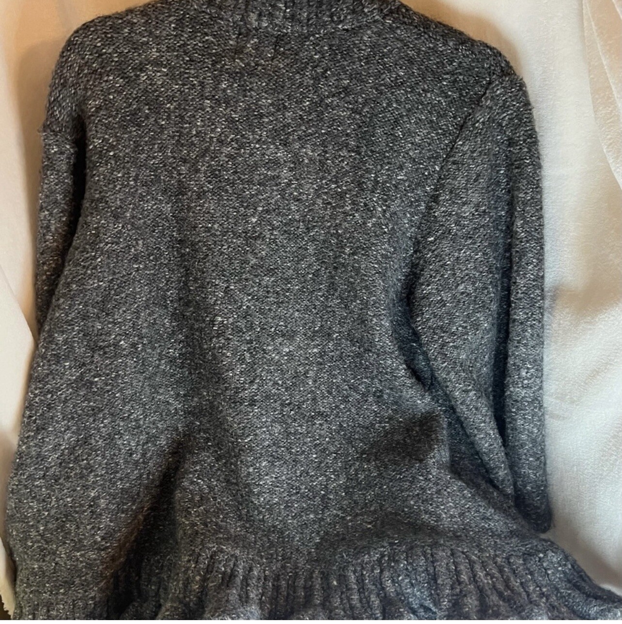 Ruby Rd. Cropped Gray comfy  Ruffled Boho Sweater… - image 11