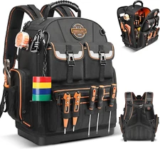 Tool Backpack and Tool Bag, Heavy Duty with 89 Pockets & Loops, Laptop Compartme