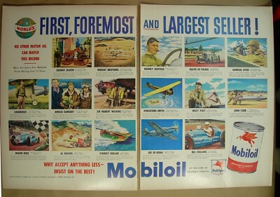 Big 1950 Big ad Mobil oil- Herbert Taryton cigarettes- Watchmakers  Switzerland