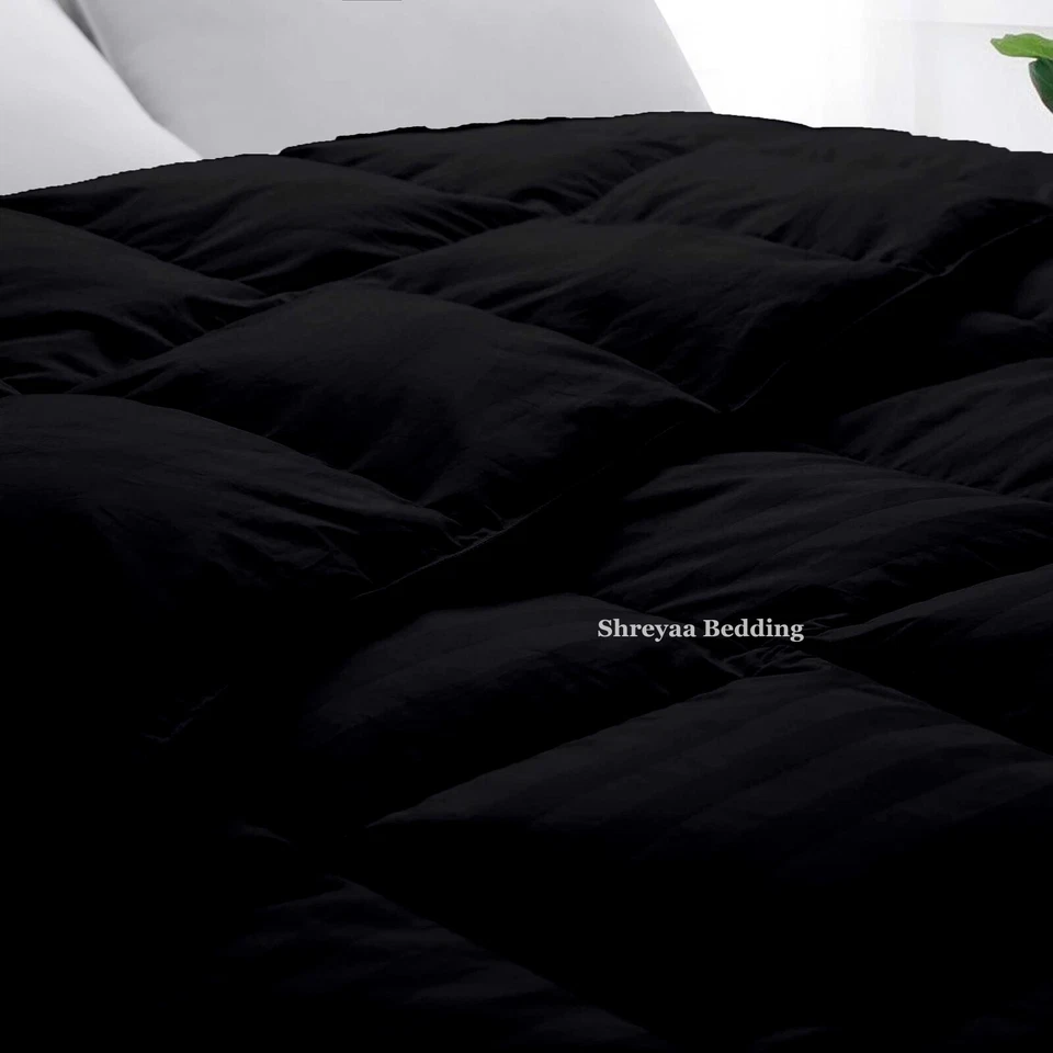 Juego de edredón y cama alternativo a rayas negras de algodón egipcio súper suave Foto 4 de 4