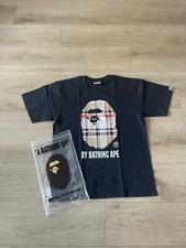 A Bathing Ape BAPE Check By Bathing Ape Black Tee Brand New 100% Authentic
