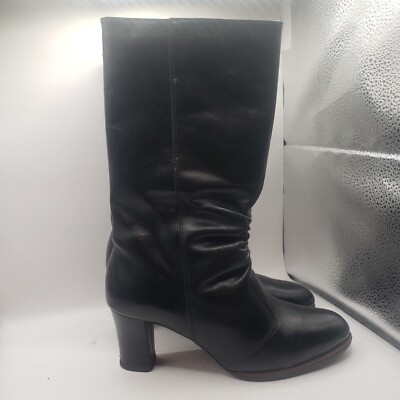 Roberto Del Carlo Italy Boots Leather 6.5 Pull On Knee High Tall Riding Heeled