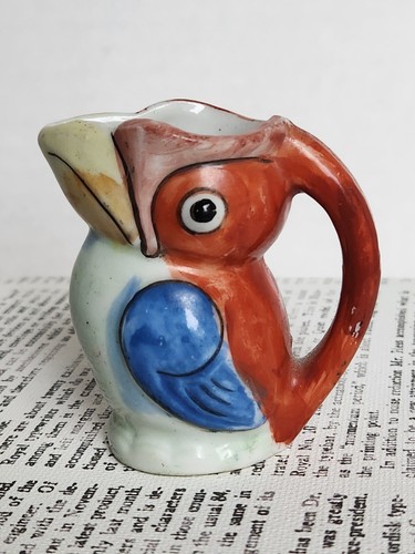 Vintage Deco Ceramic Toucan Kookaburra Creamer Made in Japan 2.5" Small Pitcher