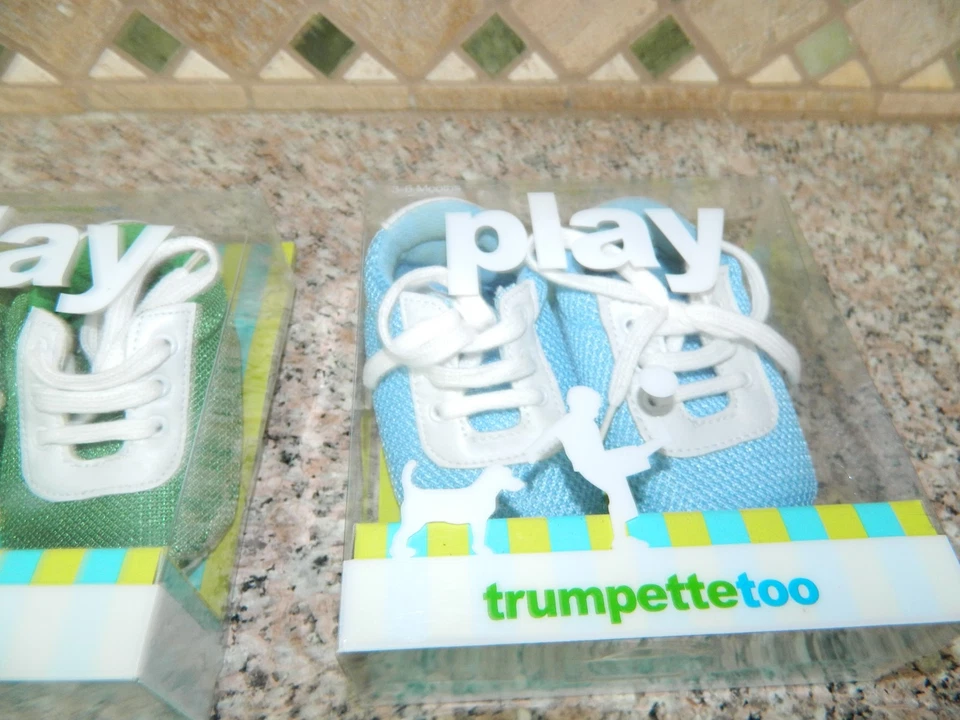 Лот из 2 мальчиков TRUMPETTE слишком синий зеленый кроссовки обувь * 3 6 месяцев новый в коробке новый в коробке - Изображение 3 из 4