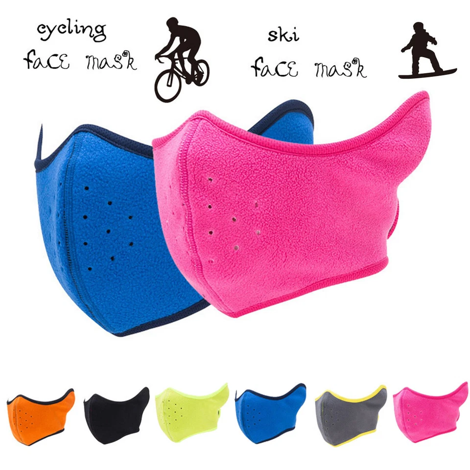 Media máscara facial de invierno polar cálida a prueba de viento para hombres mujeres esquí al aire libre ciclismo Foto 3 de 4