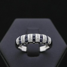 Vera Wang Love Sapphire and CZ Diamond Wedding Band Solitaire Half Eternity Ring