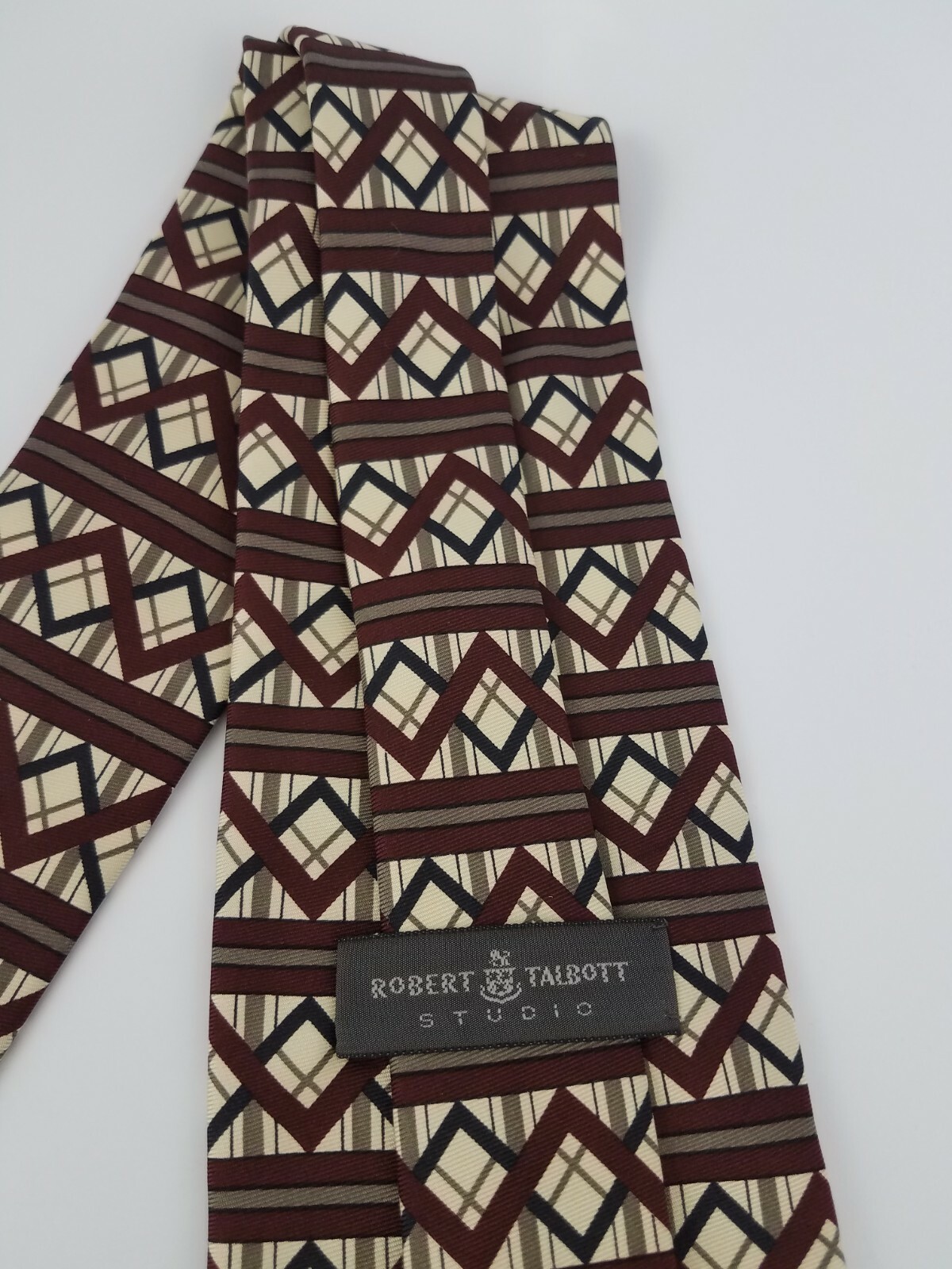 Robert Talbott Studio Silk Tie Beige Burgundy Bla… - image 5
