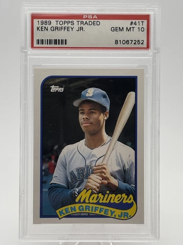 KEN GRIFFEY JR.~1989 TOPPS TRADED PSA 10 GEM-MT GRADED ROOKIE RC CARD #41T