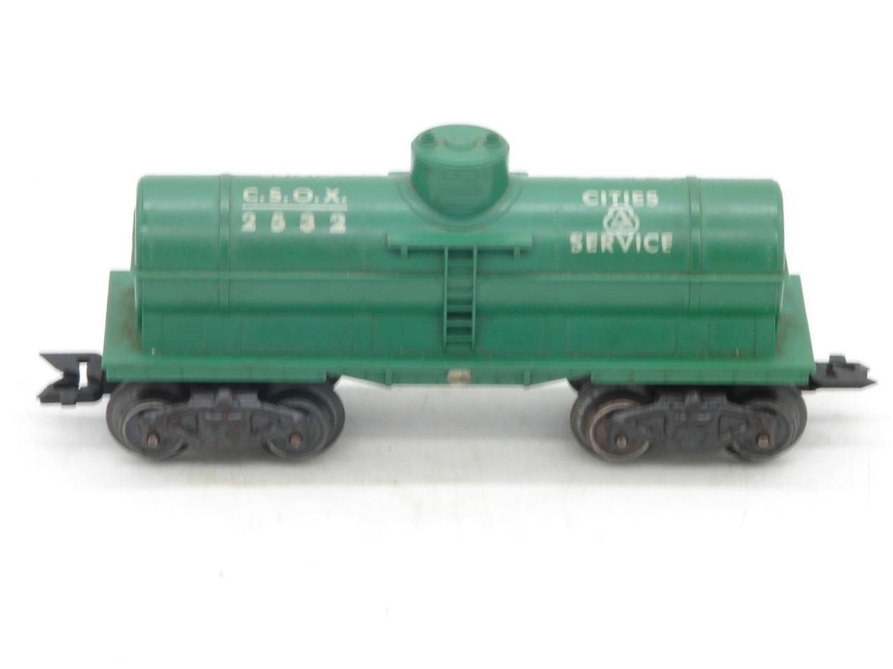 Marx Trains O Gauge 2532 Green Cities Service Tank Car on G Trucks