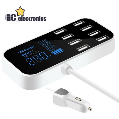 Chargeur de voiture rapide A9S 8 ports multi USB écran LCD 12 V téléphone concentrateur USB A3GS - Photo 11 sur 18