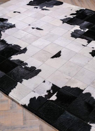Eleganter Patchwork-Teppich aus Rindsleder - Authentischer Lederteppich - Stilvolle Wohnkultur - Bild 3 von 6