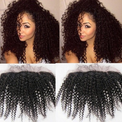 8 20 Brazilian Human Hair Afro Kinky Curly 13x2 Lace Frontal