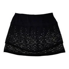 Lucky in Love Laser Cut Black Tier White Lined Skort 16" Skirt Medium 8-10 RARE