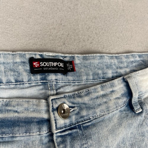 Vintage Y2K Southpole Denim Shorts Mens 42 Blue Acid Wash Baggy 12" Jean Jorts - Picture 4 of 13