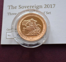 2017 RM QE II 200th Anniversary Sovereign 12.81 g Proof Gold 3 Coin Set Box COA